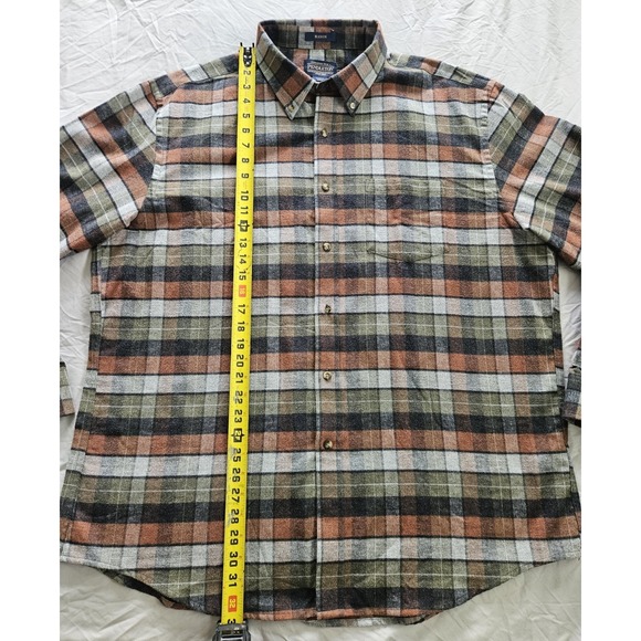 Two Pendleton Mason Plaid Long Sleeve Flannel Button-Up Shirts XXL Cotton - Picture 10 of 13